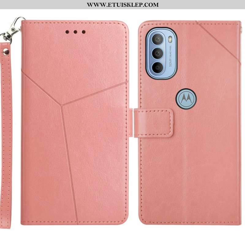 Etui Folio do Moto G51 5G Stylowa Skórzana Konstrukcja Geo Y